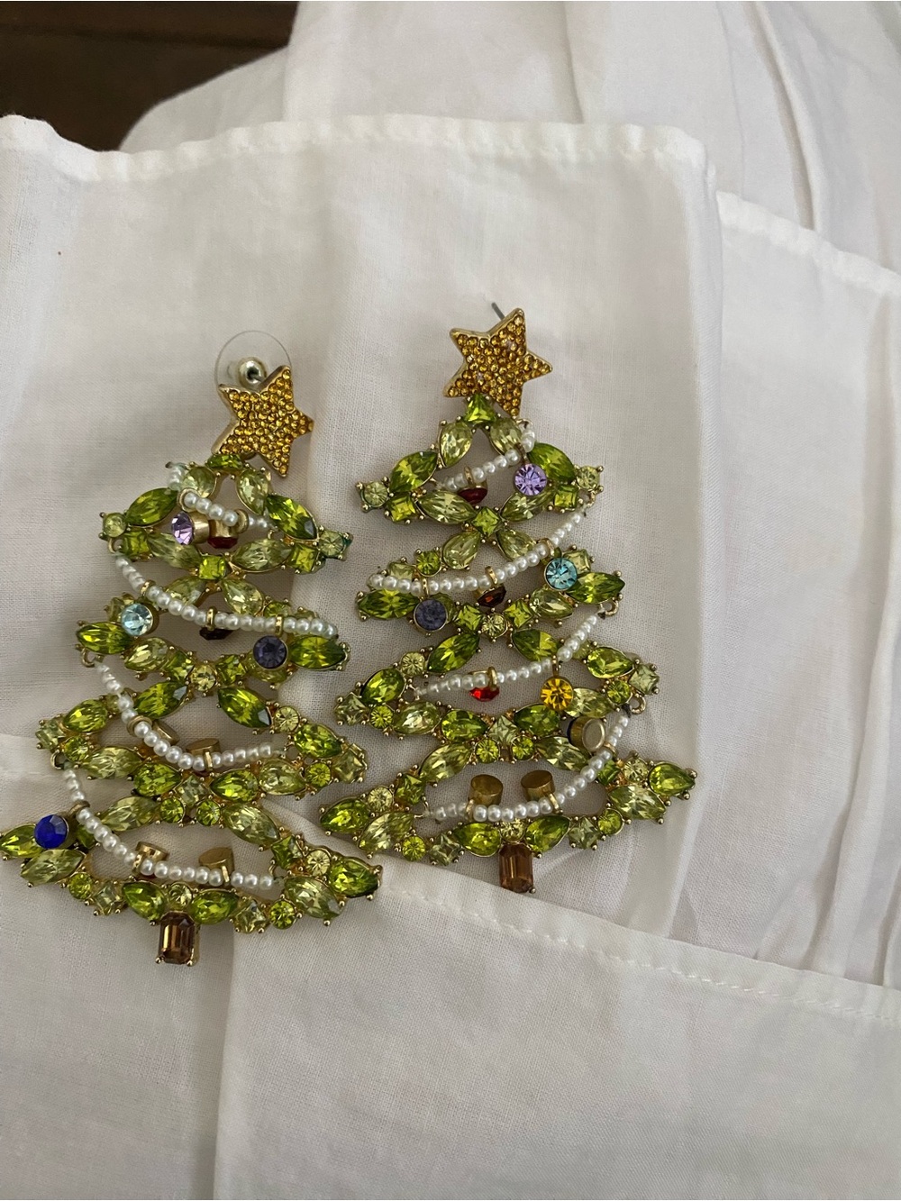 Holiday Christmas Earrings with Gold Star